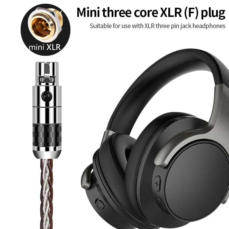 HiFi 3.5mm to Mini XLR Headphone Cable OCC + Sterling Silver XLR Female to 3.5mm Stereo Jack Audio Adapter Cable For Microphone