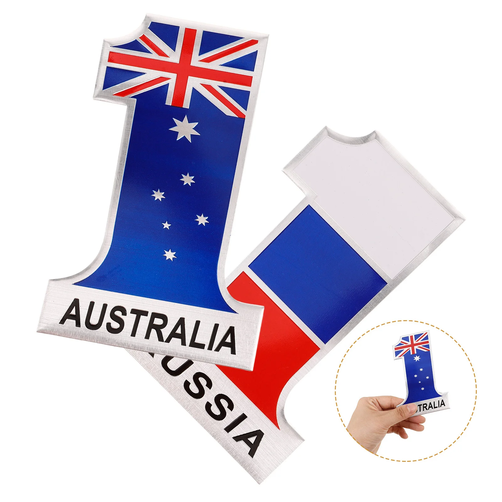 

2Pcs Car Sticker 3D Metal Automotive Decoration Russian Australian Flag Decal for Vehicle Exterior Truck Decorative Flag Sticker