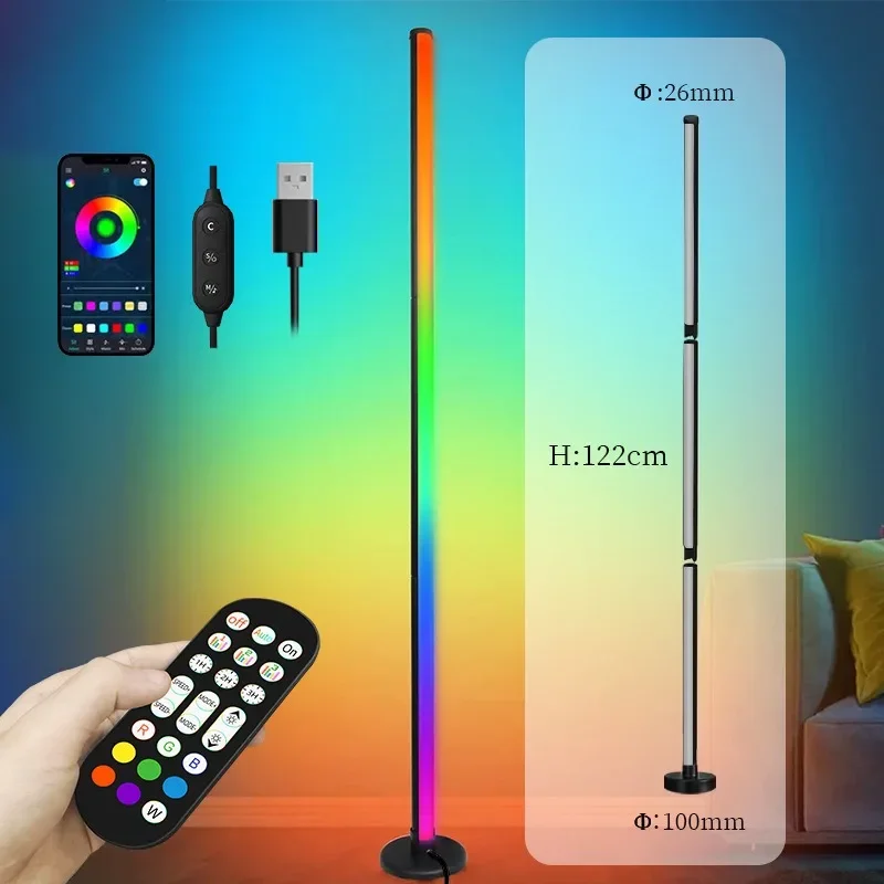 120cm RGB LED Stehlampen Atmosphäre dimmbare Ecke Steh lichter Schlafzimmer Stimmung Beleuchtung dekorative Licht Raum dekoration