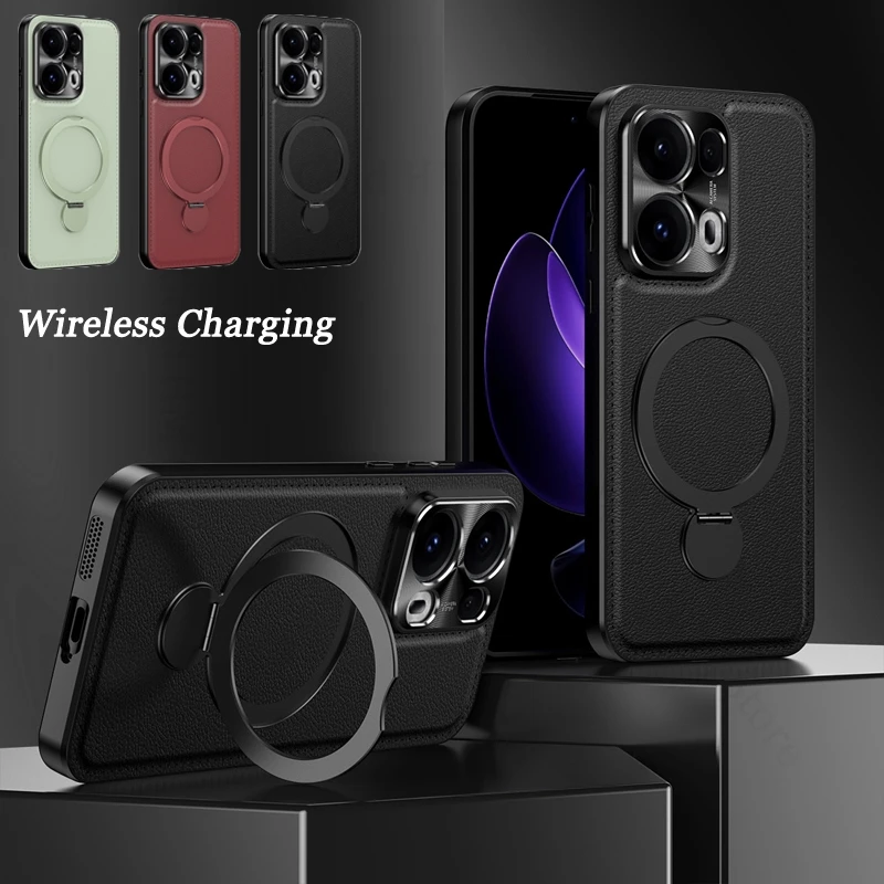 

Capa For Oppo Find X9 Pro For Magsafe Phone Kickstand Case Find X8S Plus X9 Pro X8 Ultra 360° Magnetic Ring Stand Leather Cover