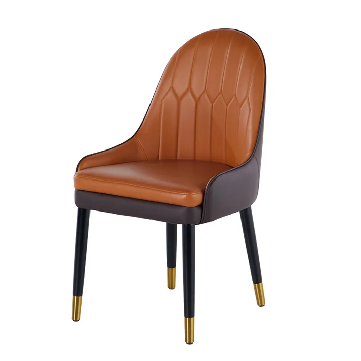 

Обеденные стулья Nodric Modern Design из дуба и кожи на медном треноге, комплект из 6 штук, для домашнего использования у стола