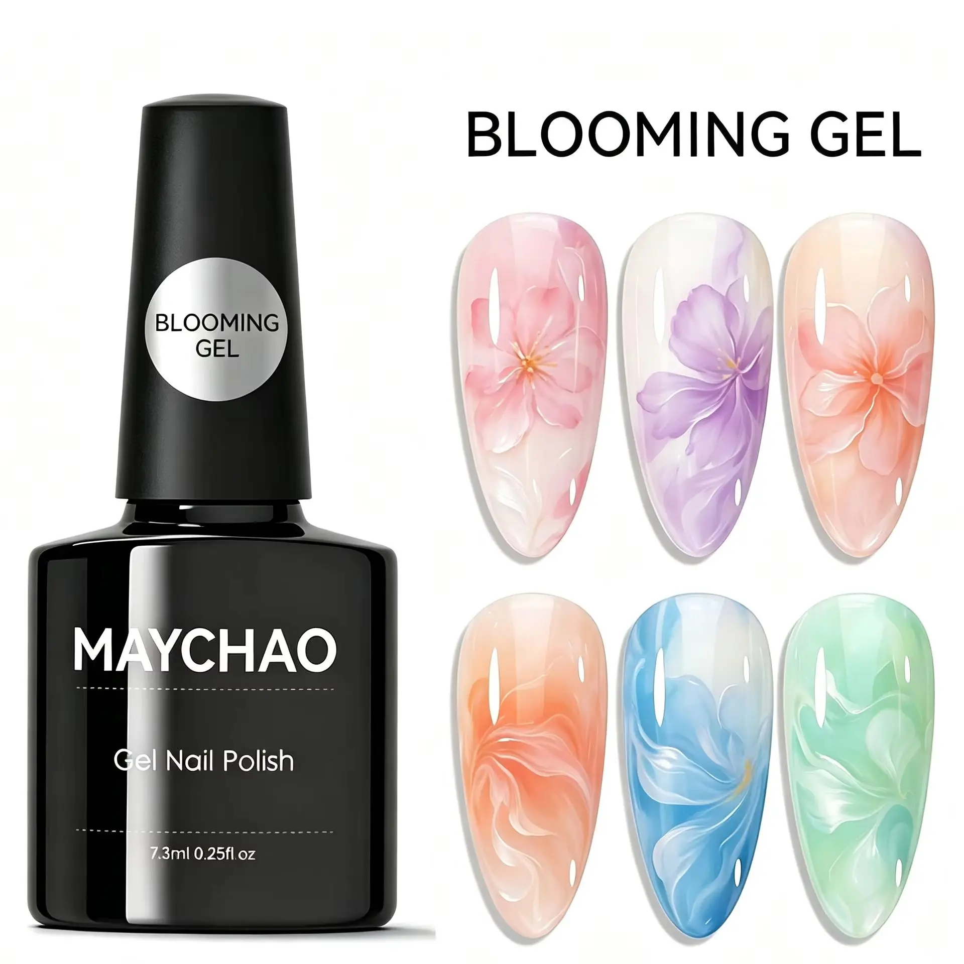 MAYCHAO Clear Blooming Gel Polish Spread Marble Gradient Blending Gel Nails UV Led Soak DIY Nail Art Design Gel