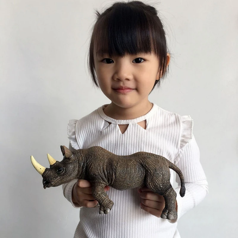 27.5cm Big size Black rhinoceros African animal toys wild animals Simulated Model PVC Figures Toys Model Action Figure Toy