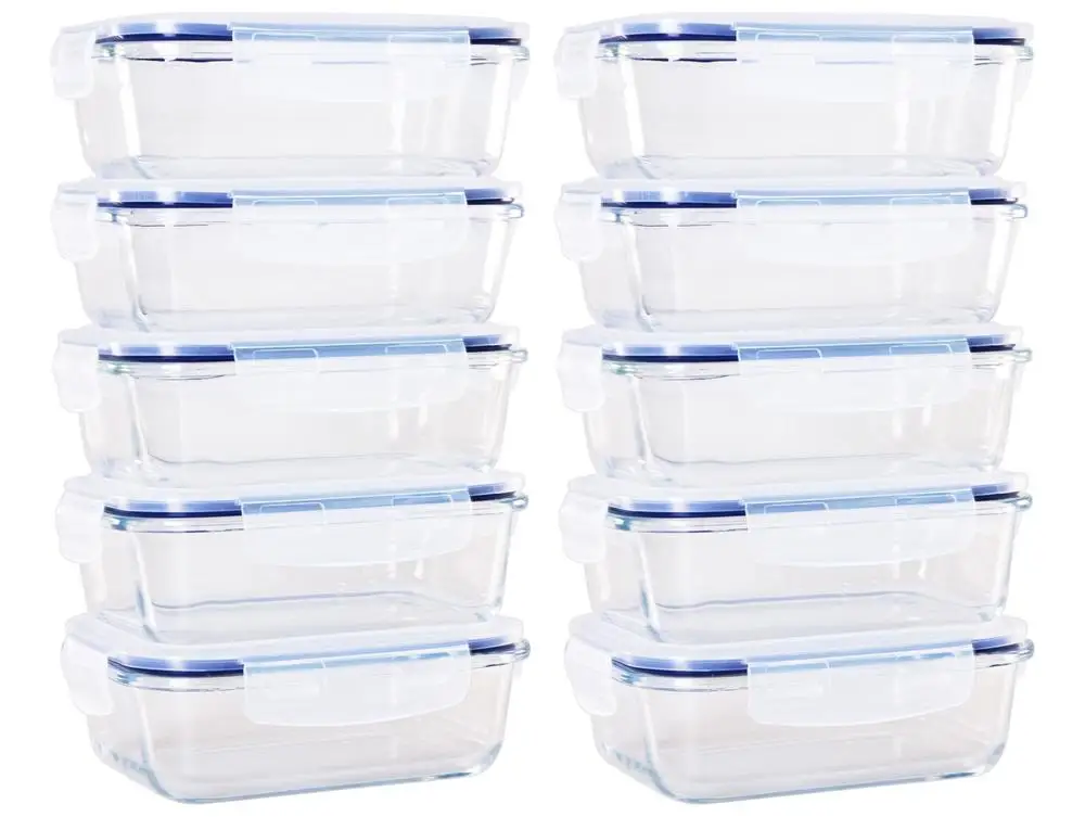 Jogo de Potes de Vidro Brinox com Tampa Retangular Lock & Stock 640ml 10 Peças