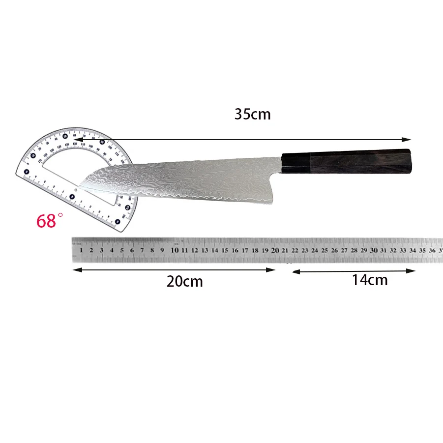 Chef Knife 67-layers Damascus VG-10 Steel Blade Ebony & Ox Horn Handle Cleaver Sashimi Slicing Sushi Gyutou Kitchen Sharp Knife