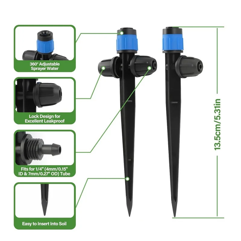 360° Adjustable Spike Dripper Sprinkler Automatic Water Sprinkler Garden Flower Watering Emitter Irrigation Watering System