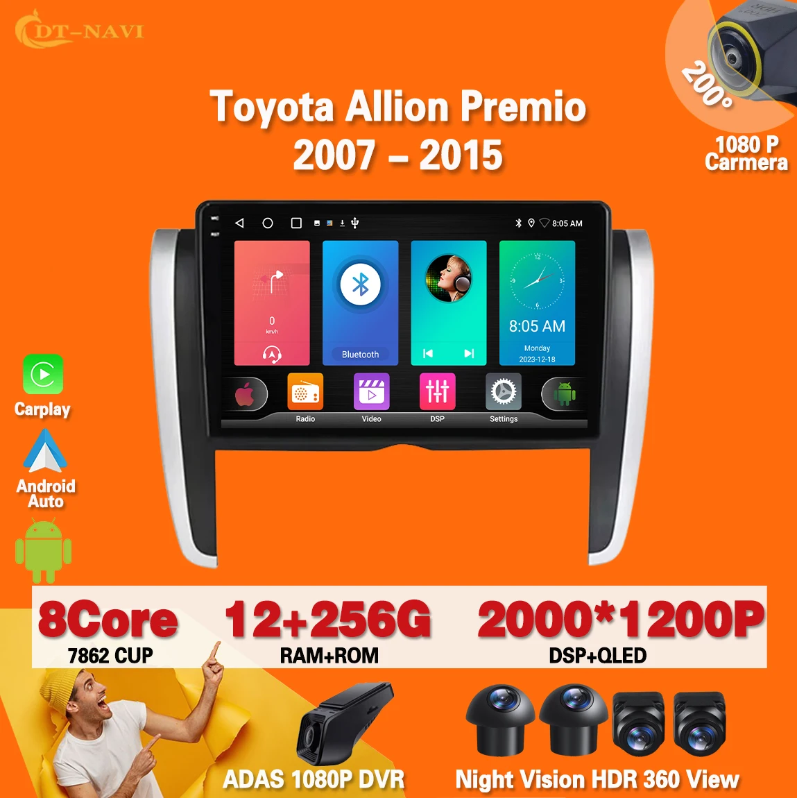 

Android 14 For Toyota Allion Premio 2007 -2015 Auto Radio BT Head Unit Stereo Multimedia Player GPS Navigation No 2din DVD wifi