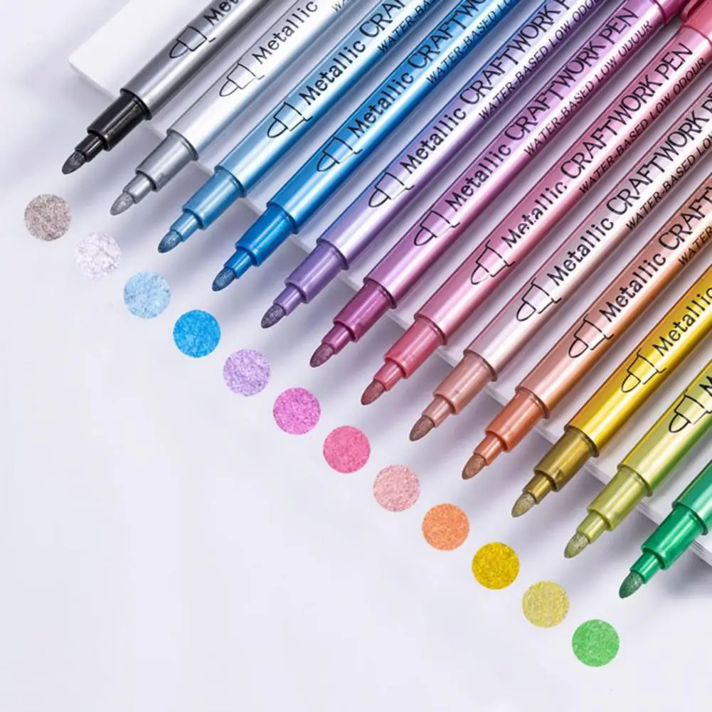 12Pcs/Box Gel Pen Set Bright Rich Colors Strong Coverage Clip Design Ink Pens Paper Glass Wood Metal Artist Gel Pens