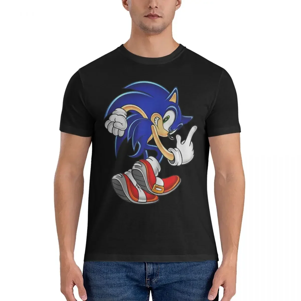 Men Running Boom T Shirt Sonic-c The Hedgehog-g Pure Cotton Clothes Novelty Short Sleeve O Neck Tees Gift Idea T-Shirts vintage