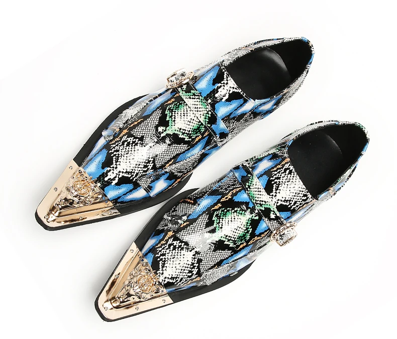 Herrenschuhe aus echtem Pythonleder, formelle Anzugschuhe mit Metallketten-Dekor, luxuriöse Modeschuhe für Frühling und Herbst, Business-Bankett-W – Detail 20