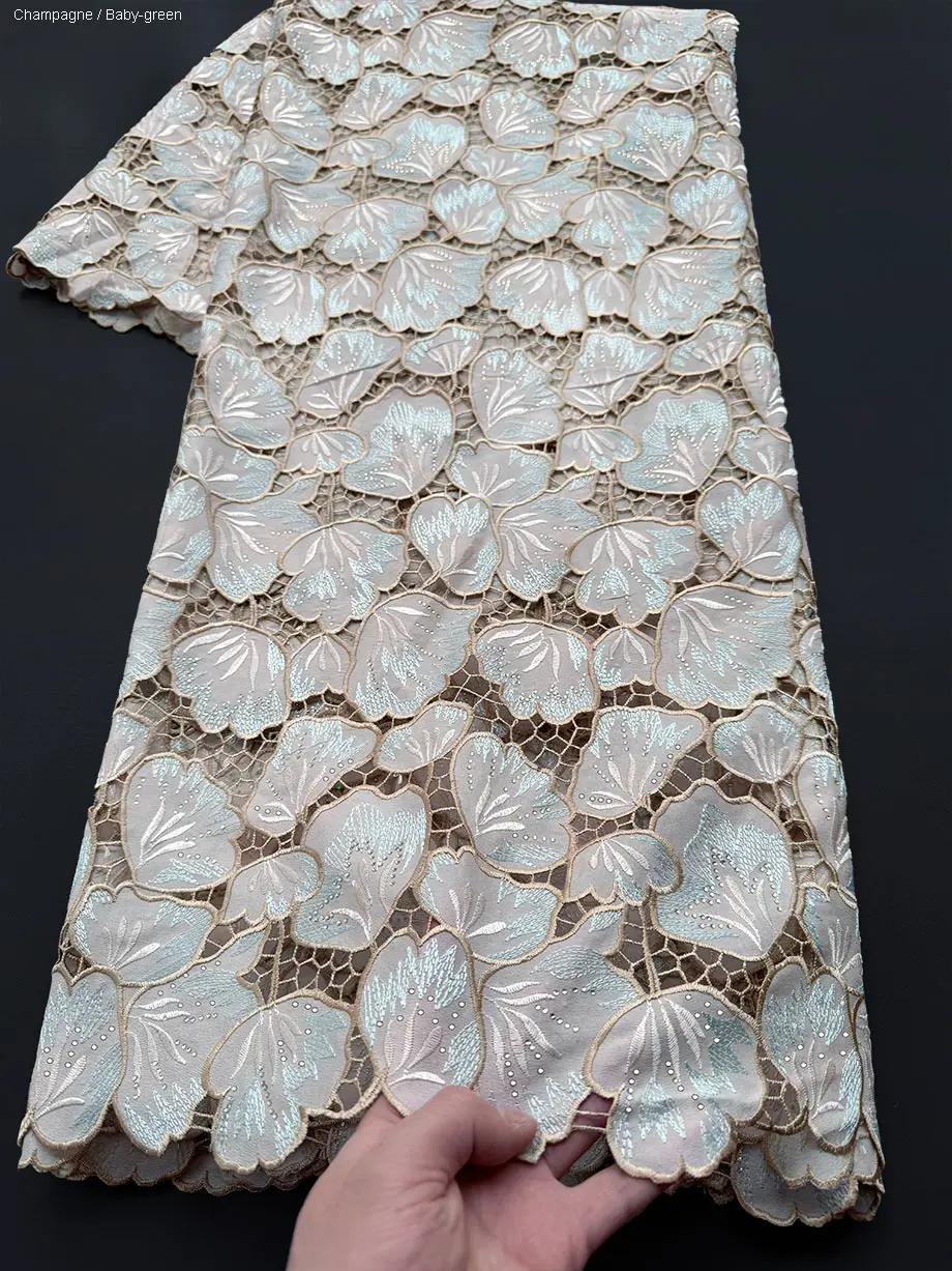 

Оригинальная швейцарская вуаль с вышивкой шнура, кружевная, приятная для кожи, африканская гипюровая ткань, ткань для празднования, используемая для халата Дубая, Абая