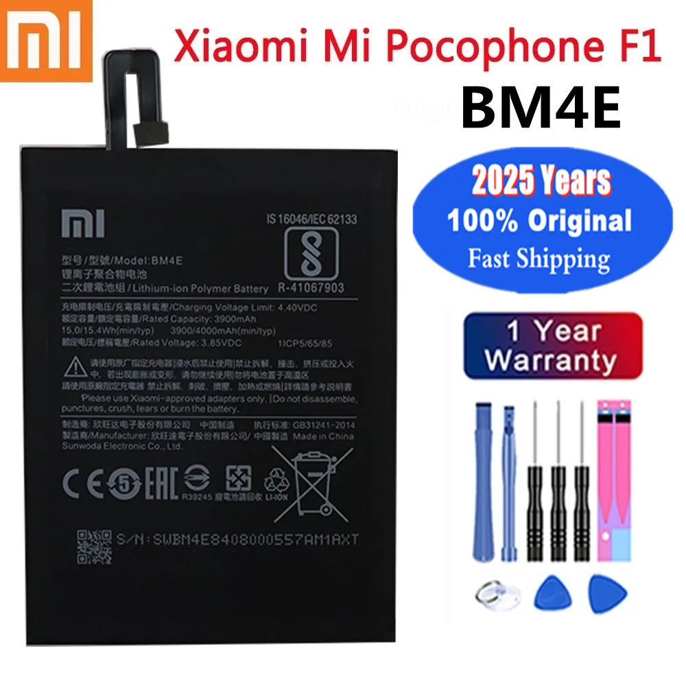 2025 Years Xiao mi Original Battery BM4E For Xiaomi MI Pocophone F1 poco F1 4000mAh Replacement Phone Battery Fast Shipping