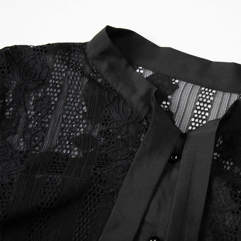Taoyizhuai brand lace dress spring and autumn new European and American fashion black elastic waist eyelash versatile dress