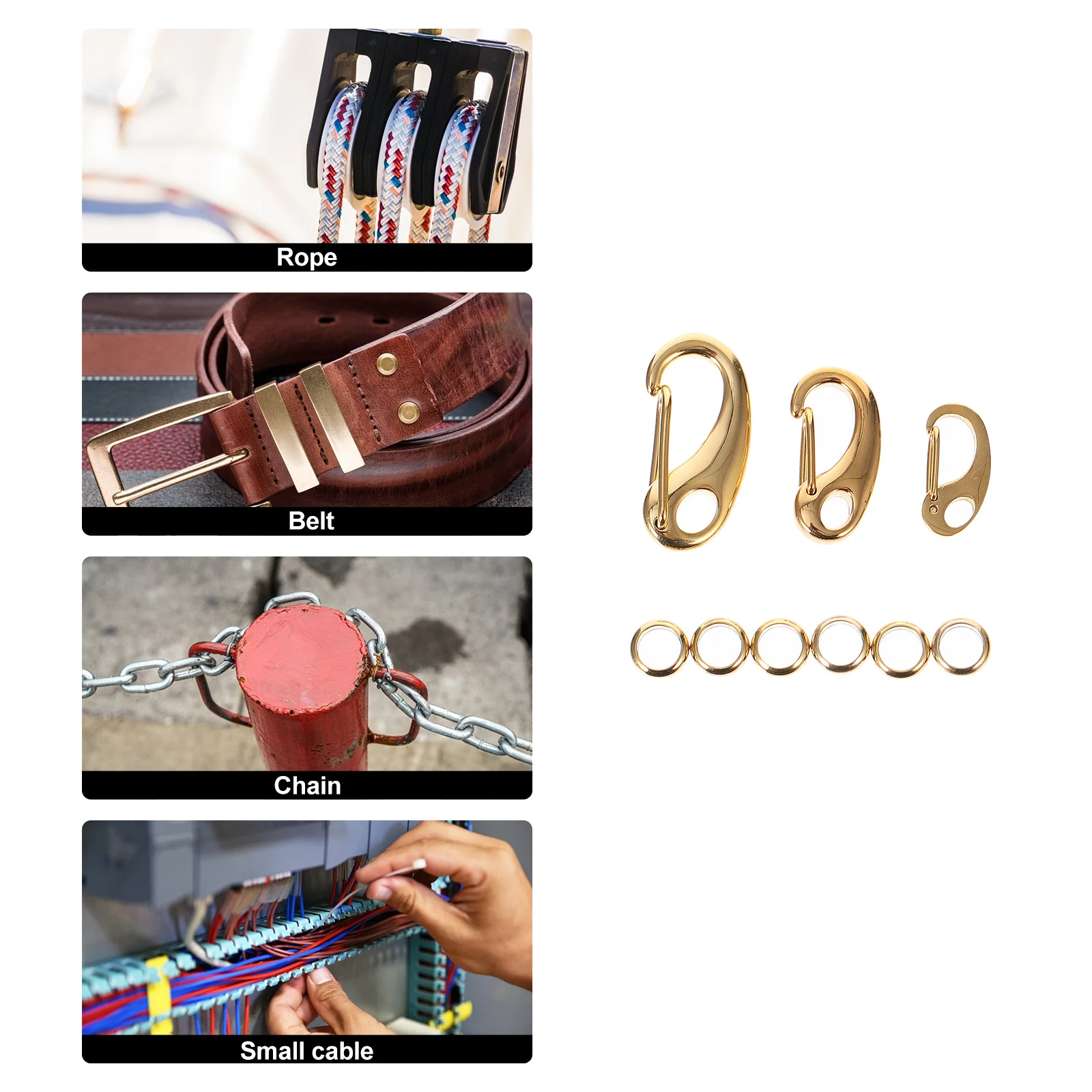 

Ipetboom 3Pcs Stainless Steel Dog Clips Gold Lobster Clasp for Keychains Pet Collar Accessories with 6Pcs