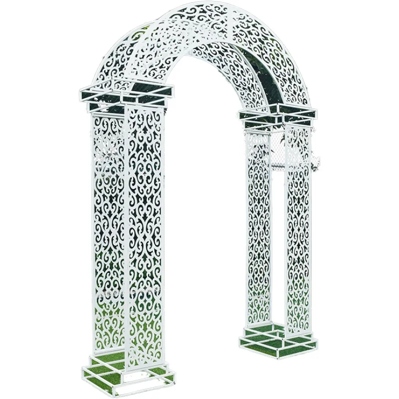 2023 New Wedding Scene Layout European Outdoor Happiness Door Wedding Props Carved Iron Arch Frame Arch Backdrop