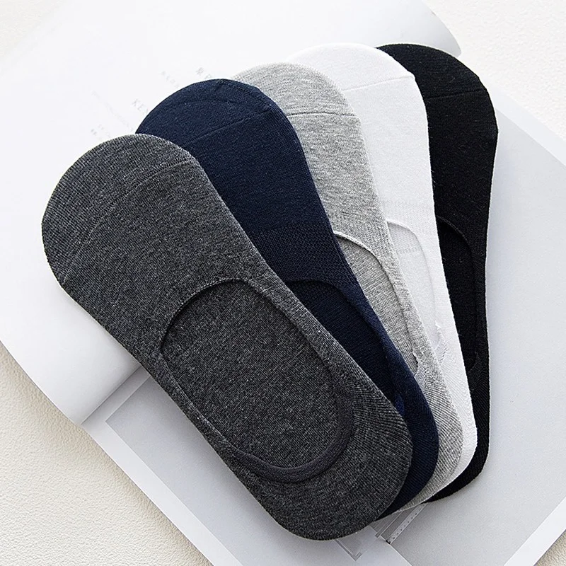 Socken für Männer Knöchel geschnitten kurz No Show niedrige Baumwolle schwarz weiß Multi pack rutsch fest Silikon Sommer atmungsaktiv unsichtbar 5 paare/los