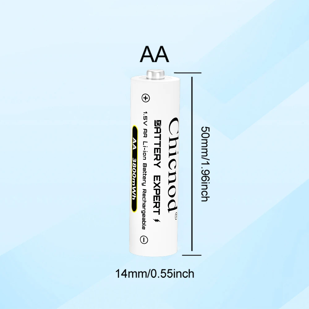 CHICNOD 2-20 قطعة بطارية ليثيوم قابلة للشحن لبطارية ليثيوم أيون 1.5 فولت AA 3800mWh لمروحة بطاريات الماوس اللاسلكية للتحكم عن بعد #4