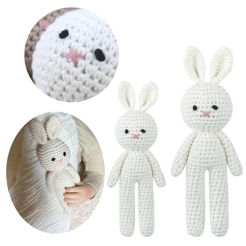 Crochet Rabbit Baby  Cute Stuffed Animal Handmade Bunny Soothing Toy Newborn Sleep Aid Gift Photography Props Wholesale