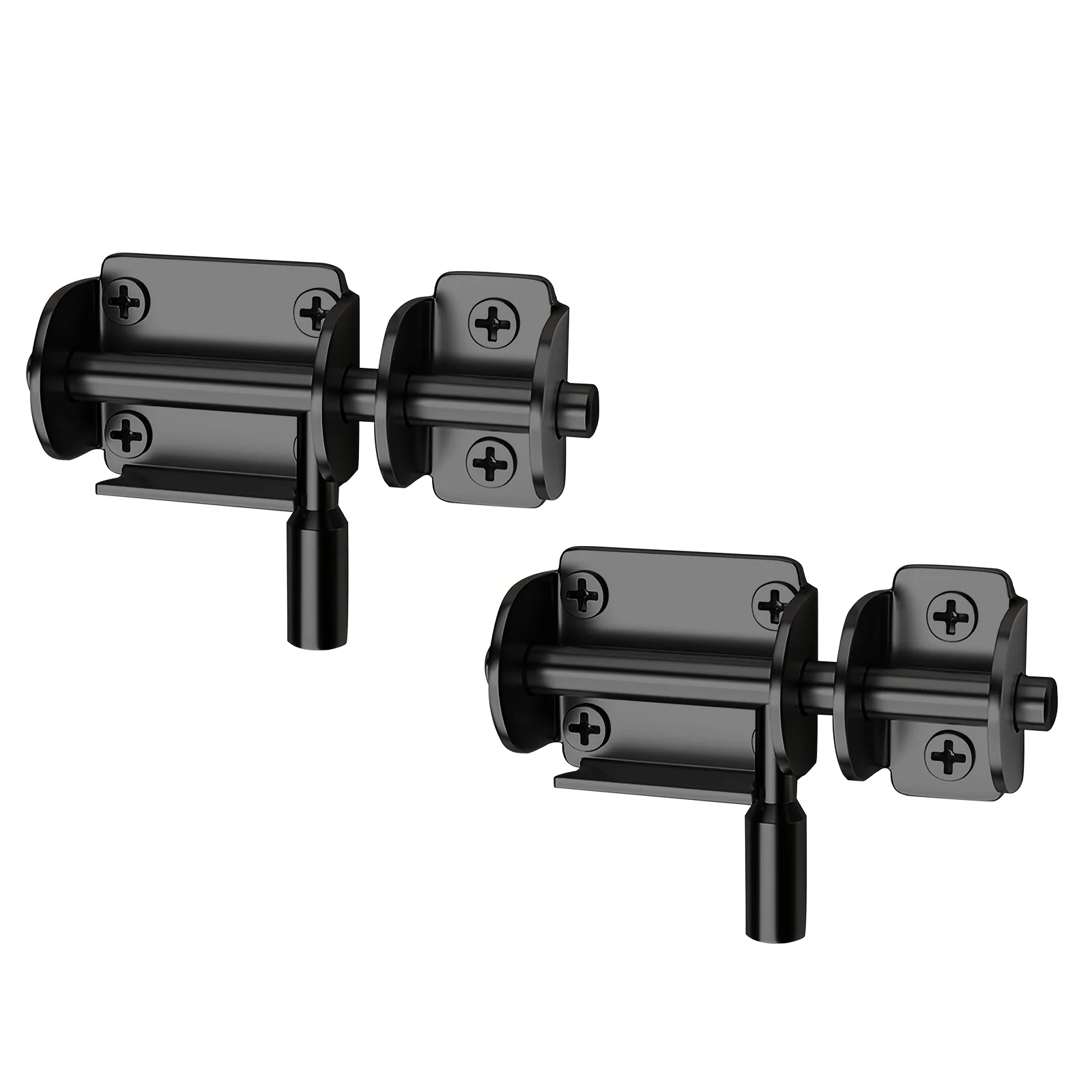 2-Pack Black Silvery Home Hardware Sliding Stainless Steel Sliding Lock Safe Latch Practical Latch Insert Lock Retro Door Latch