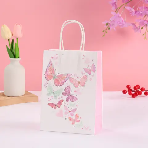 LPZHI, Cute Butterfly Paper Reusable Gift Bags, for birthday, party, wedding, children's day, packing candy goodie toys
