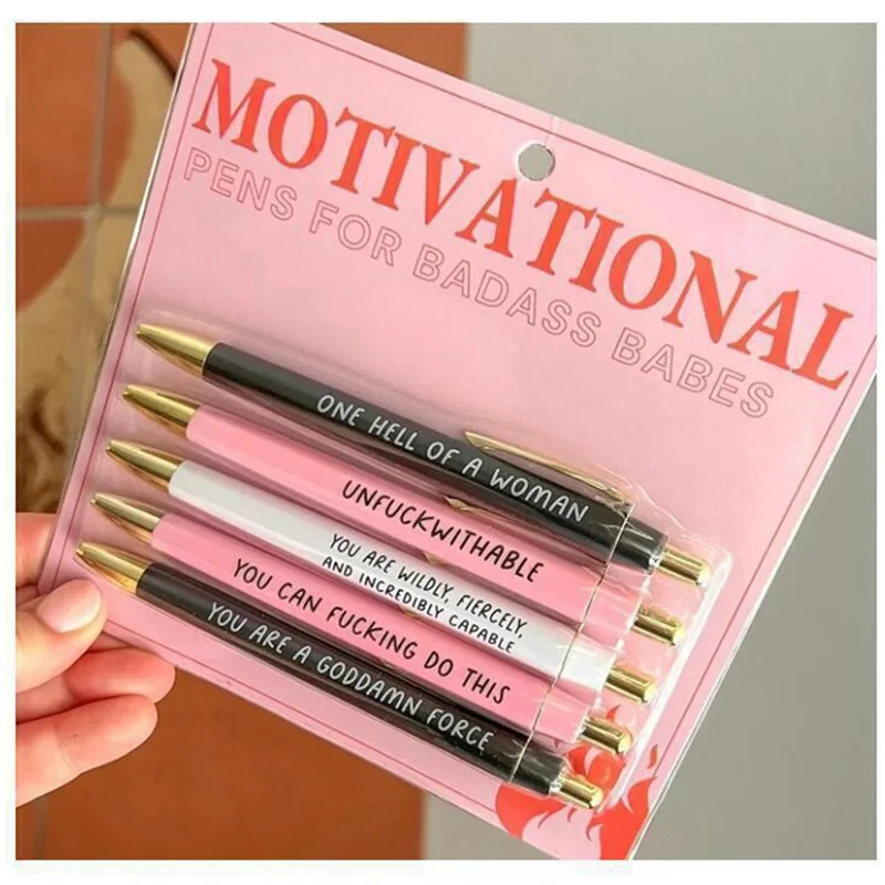

HJ-5 PCS Motivational Badass Pen Set As Shown Plastic Office Gifts Funny Daily Ballpoint Pens