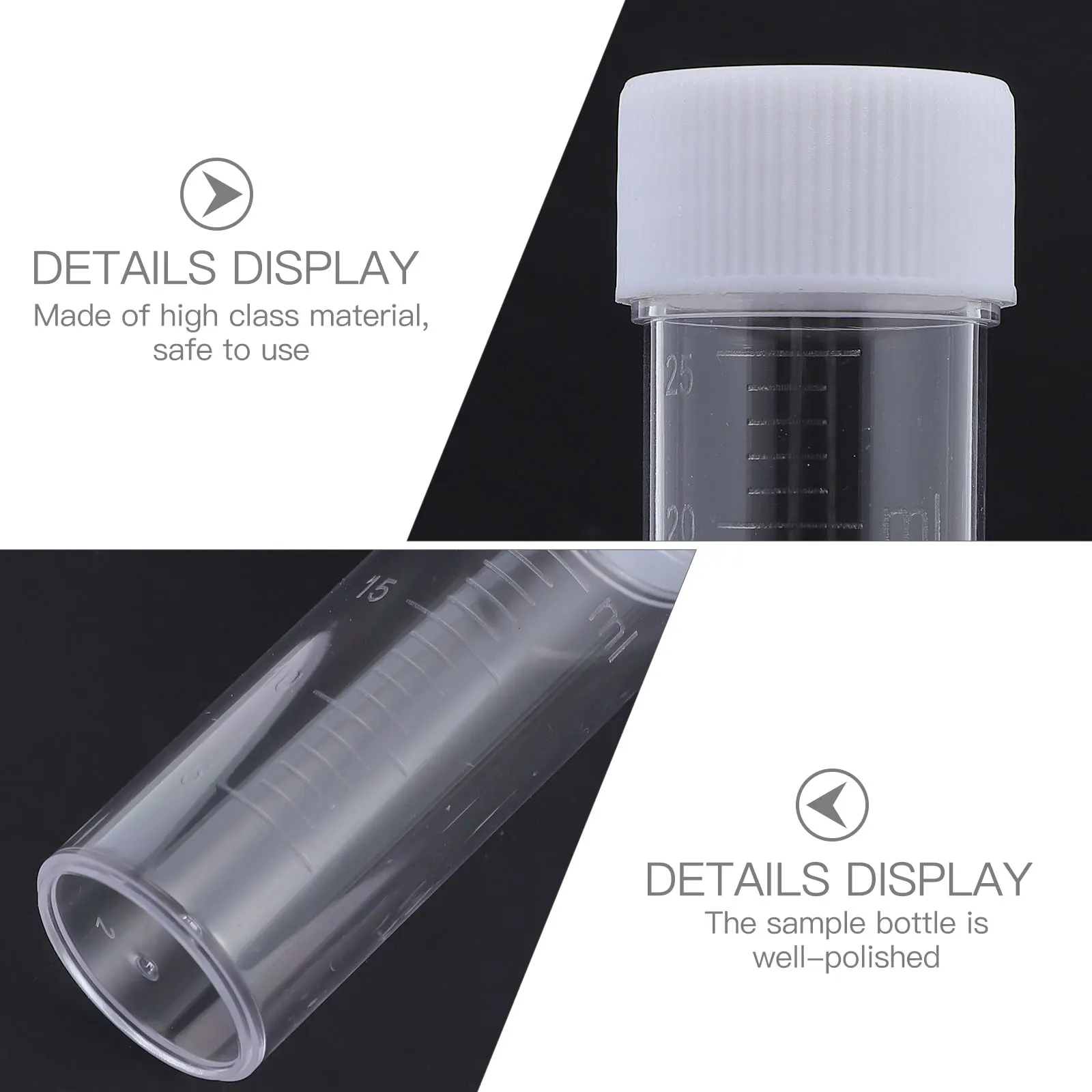 

50 Pcs Test Tubes Sputum Culture Bottle Clear Containers with Lids Sample Vial Cover White
