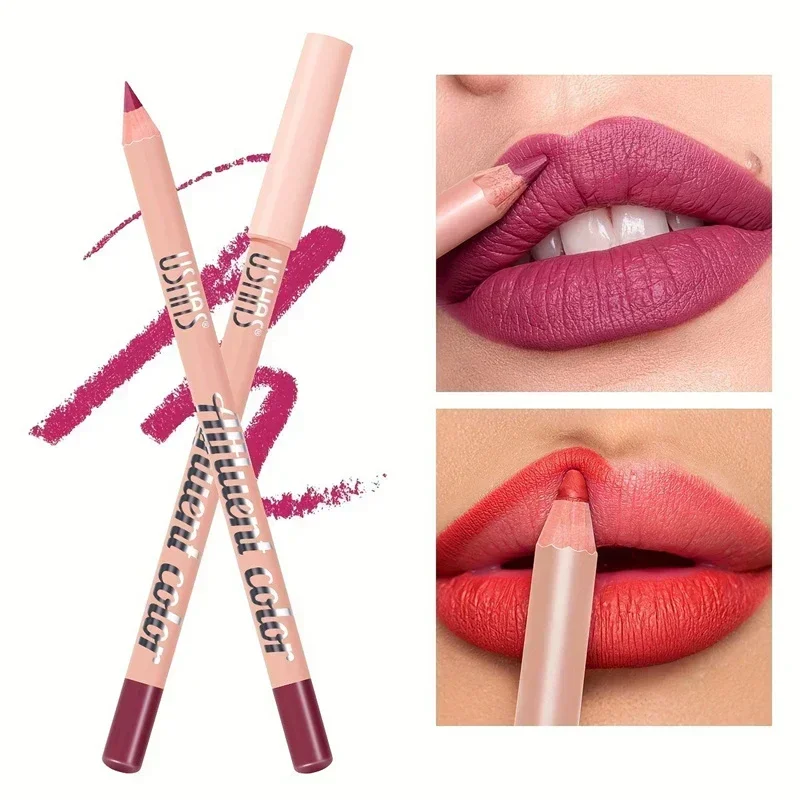 Lápiz Delineador de labios resistente al agua de 8 colores, lápiz delineador de labios Natural de larga duración, tinte de contorno rojo, lápiz labial mate Sexy rojo oscuro rosa