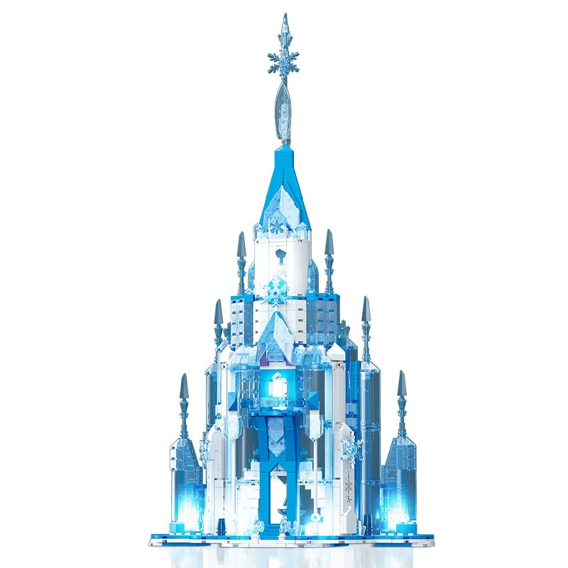 City Fairyland Castle Build Block Fairy Tale Elsa Snow Queen Ice Castle Assemble Brick Educational Toys With Light For Gifts