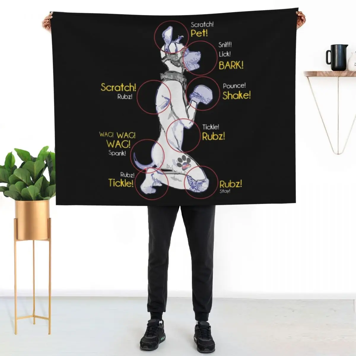 Human Puppy Play - Puppy Diagram Puppy Throw Blanket Weighted Baby Vintage for winter Nap Hairy Blankets
