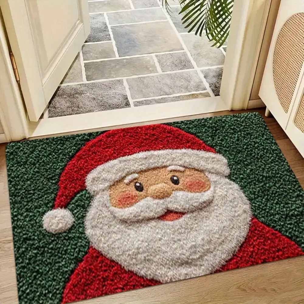 Water-absorbing Christmas Door Mat Santa Claus Design Gingerbread Man Pattern Bathroom Mat Christmas Decor Door Carpet