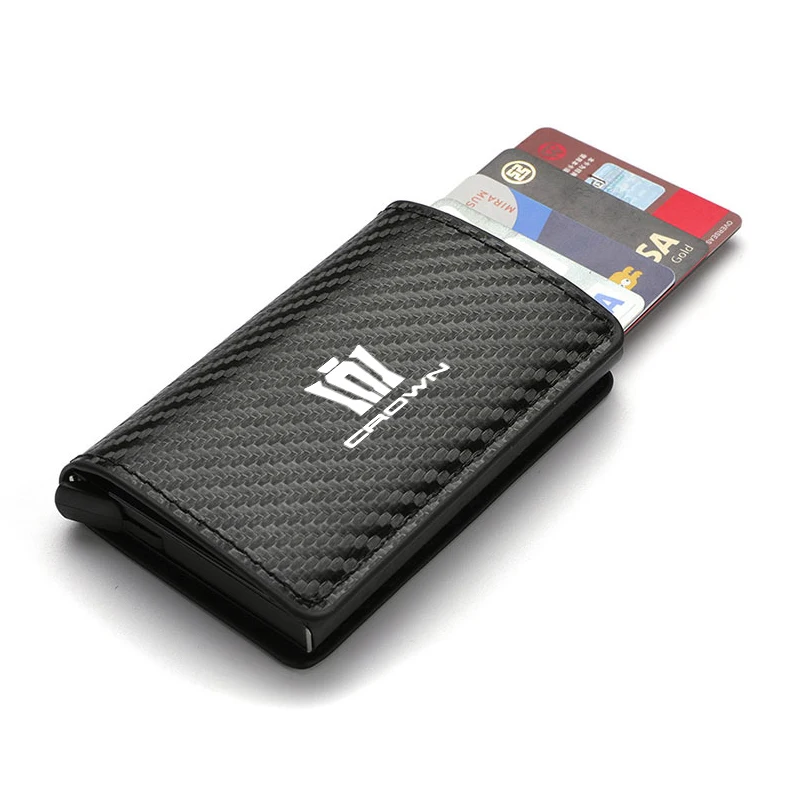 Car Carbon Fiber Card Holder Wallet Bank Cardholder For Toyota Crown JZS171 JZS171W JZX175 JZX171 GRS180 181 182 183 184 200 201