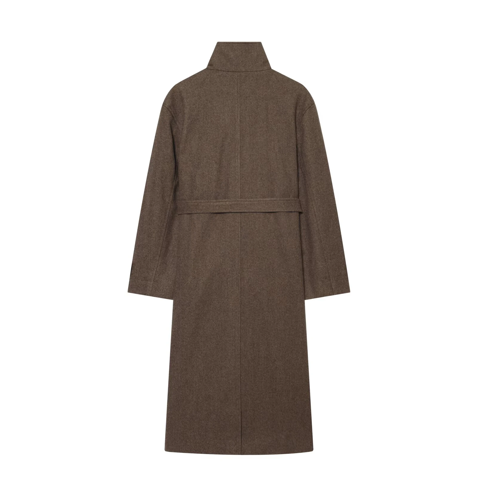 European and American style foreign trade women's clothing new 2026 fashionable solid color waist strap chimney collar coat