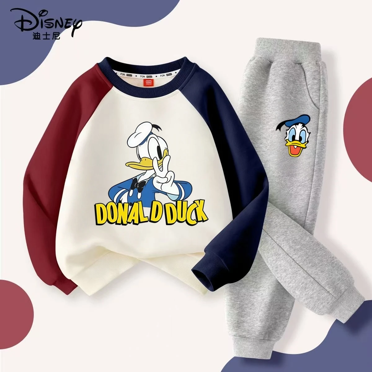 

Disney Autumn Baby Boys Clothes Set Kid Donald Printed Sweatshirts Pullover Top and Pants 2pc Suit Children Boy Patchwork Outfit