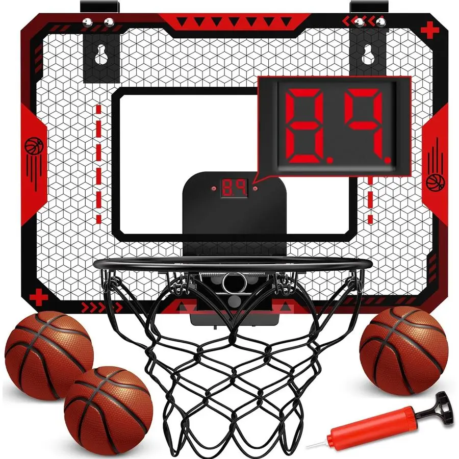 

Basketball Hoop for Kids 5 6 7 8 9 10Years Old Boys,Mini Basketball Hoop Over The Door Mini Hoop with Electronic Scoreboard amp
