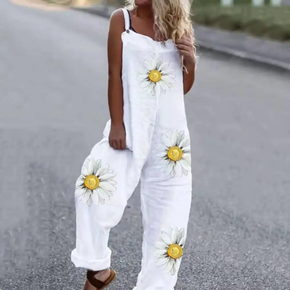 Sommer mode lässig Blumen druck lose Overalls Frauen schulter frei Sling Overalls elegante Damen ärmellose Stram pler Streetwear