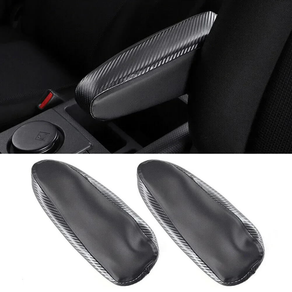 FINDME 2pcs Car Seat Armrest Cover Trim For Toyota FJ Cruiser 2007-2012 Carbon Fiber Leather Cushion Cover Armrest Protector