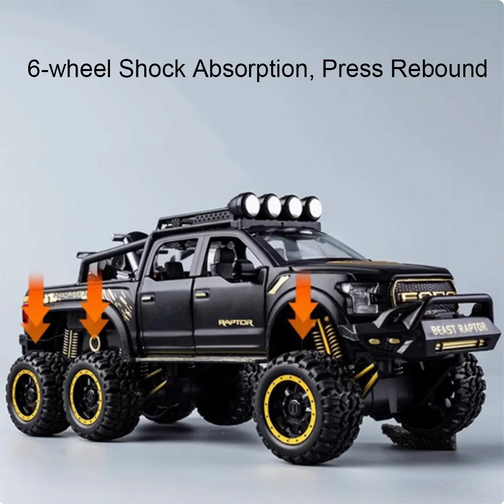 1:28 Raptor F150 X-Class Model Car Toy Alloy Diecasting Pull Back and Sound Light Cars Models Holiday Gift for Children