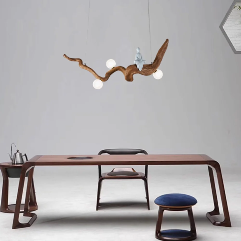 

Nordic home unique Buddha-Ji Feng design chandelier, high-minimalist fashion indoor ceiling chandelier, resin material wide pres