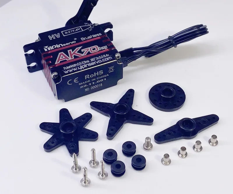 Servo digital de metal completo, 70kg, ak70, alto torque, 7.4v, motor sem escova, ip68, 180 graus, codificação magnética, servo para carro, aeronave, robô