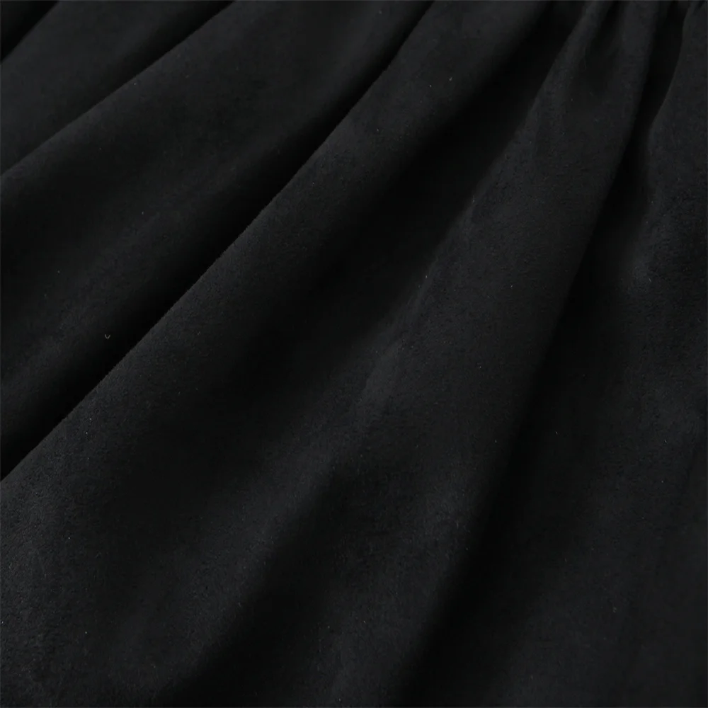 Outono novo vestido curto feminino em camadas de camurça decorativa com efeito de textura