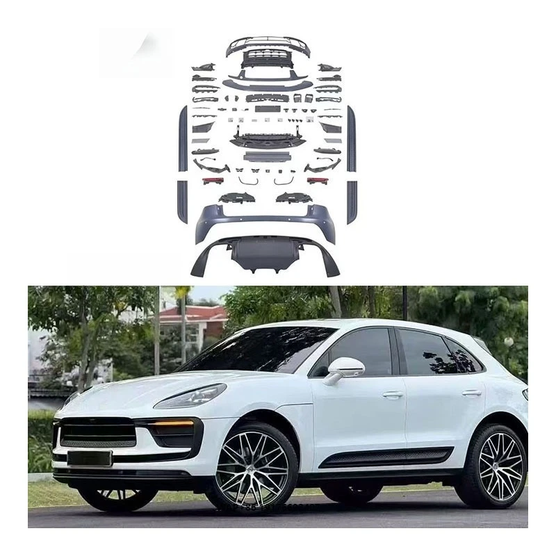 

For Macan 95B.1/2/3 Front & Rear Bumper OE Body Kit with Exhaust Cut-Outs PP Material Bolt-On Installation