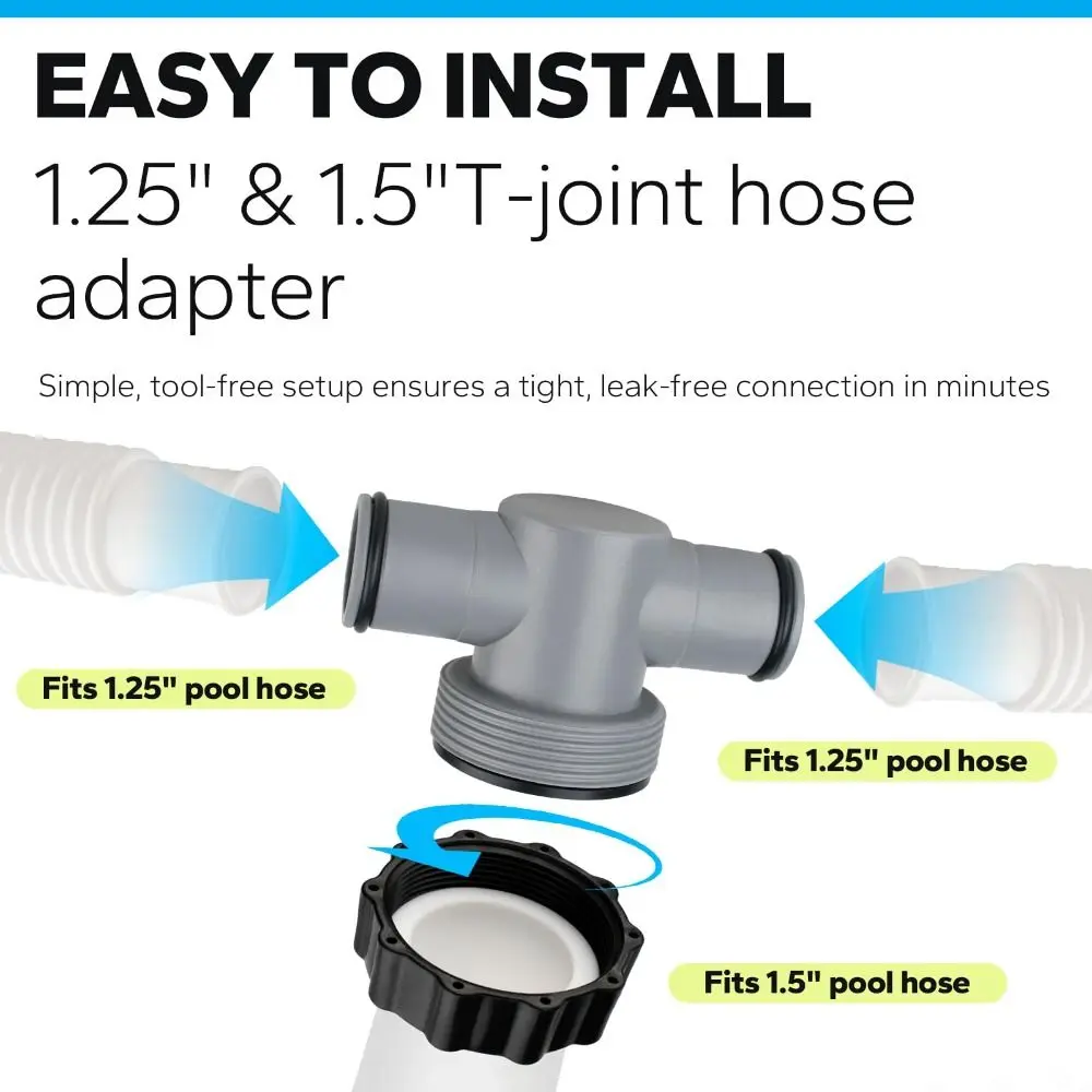 Plastic Pool Hose Connector 3-Way Corrosion Resistant Pool Hose Adapter Leak Resistant Durable T Joint Connector for P61408