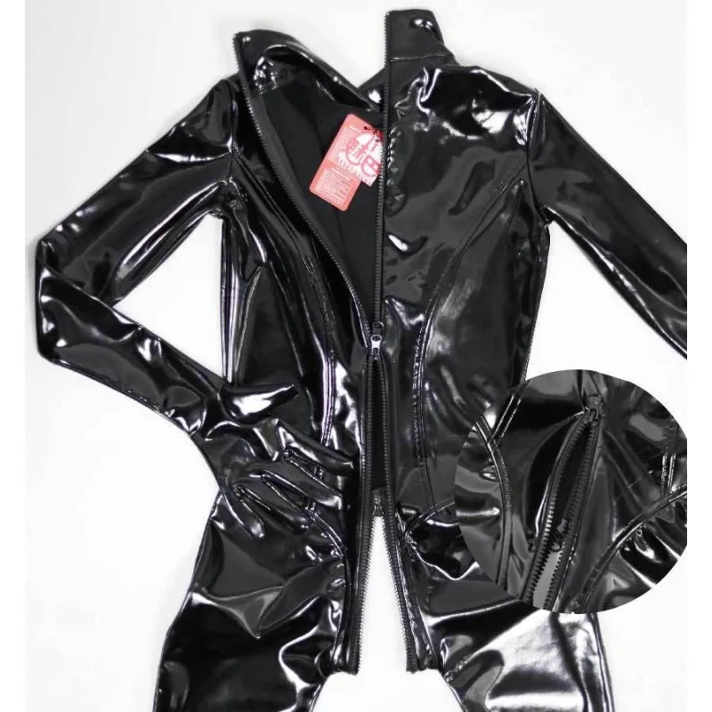 

customized trendy triangle crotch high neck shapewear GQ29 stage runway latex ammonia full coating jumpsuit Leotard Women