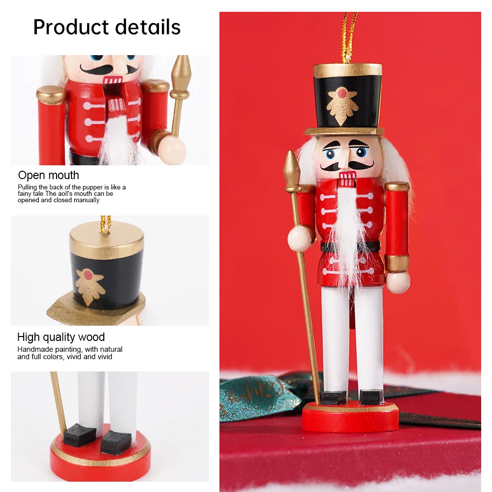 4pcs Nutcracker 12cm Nordic Soldier Nutcracker Wholesale Creative Home Furnishings Walnut Soldier Solid Wood Decoration Model