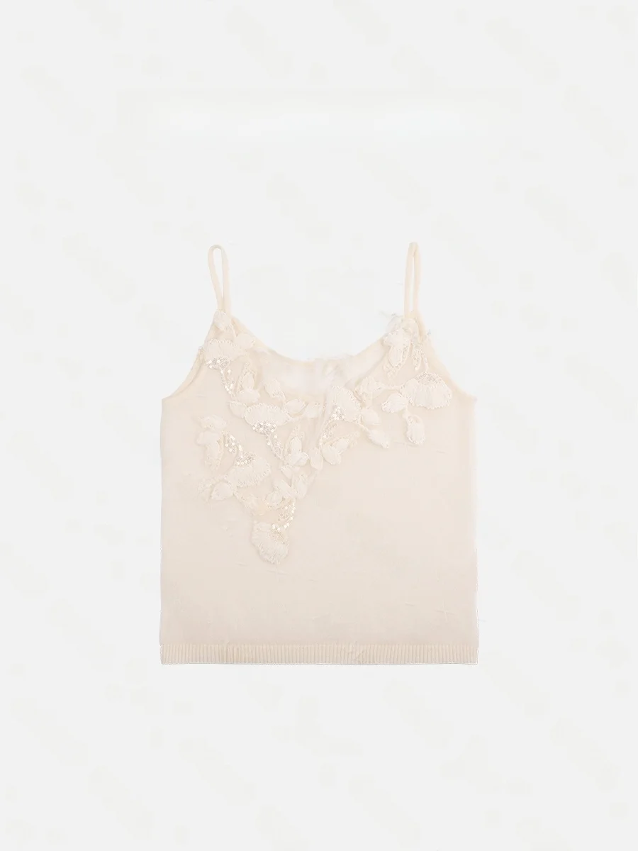 

Unique Design Embroidered Wool Blend Csole Vest No Pad Inner Wear 3D Flower Stitching Casual Sle Women's Faion