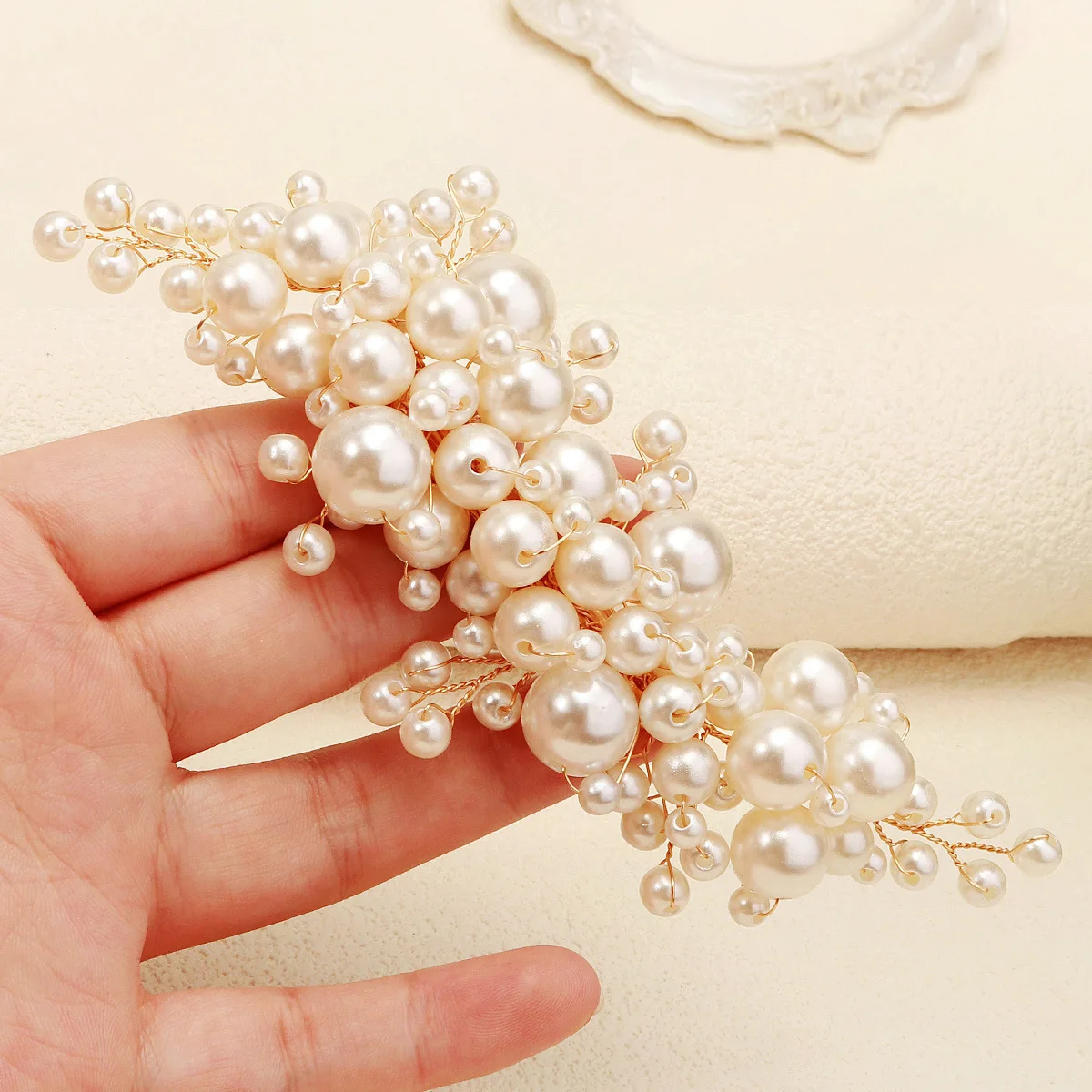 Mode Weiße Perlen Haarnadeln Seite Clip Licht Luxus Haarspangen für Braut Hochzeit Haar Schmuck Frauen Mädchen Hochsteckfrisur Kopfschmuck – Detail 1