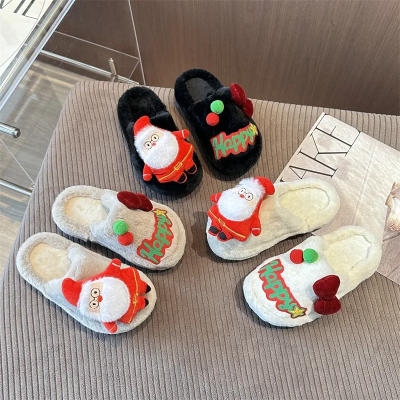 Kids Cartoon Furry Christmas Doll Slippers 2025 Latest Autumn Winter - Soft Bottom Fashion Plush Toddler Slippers