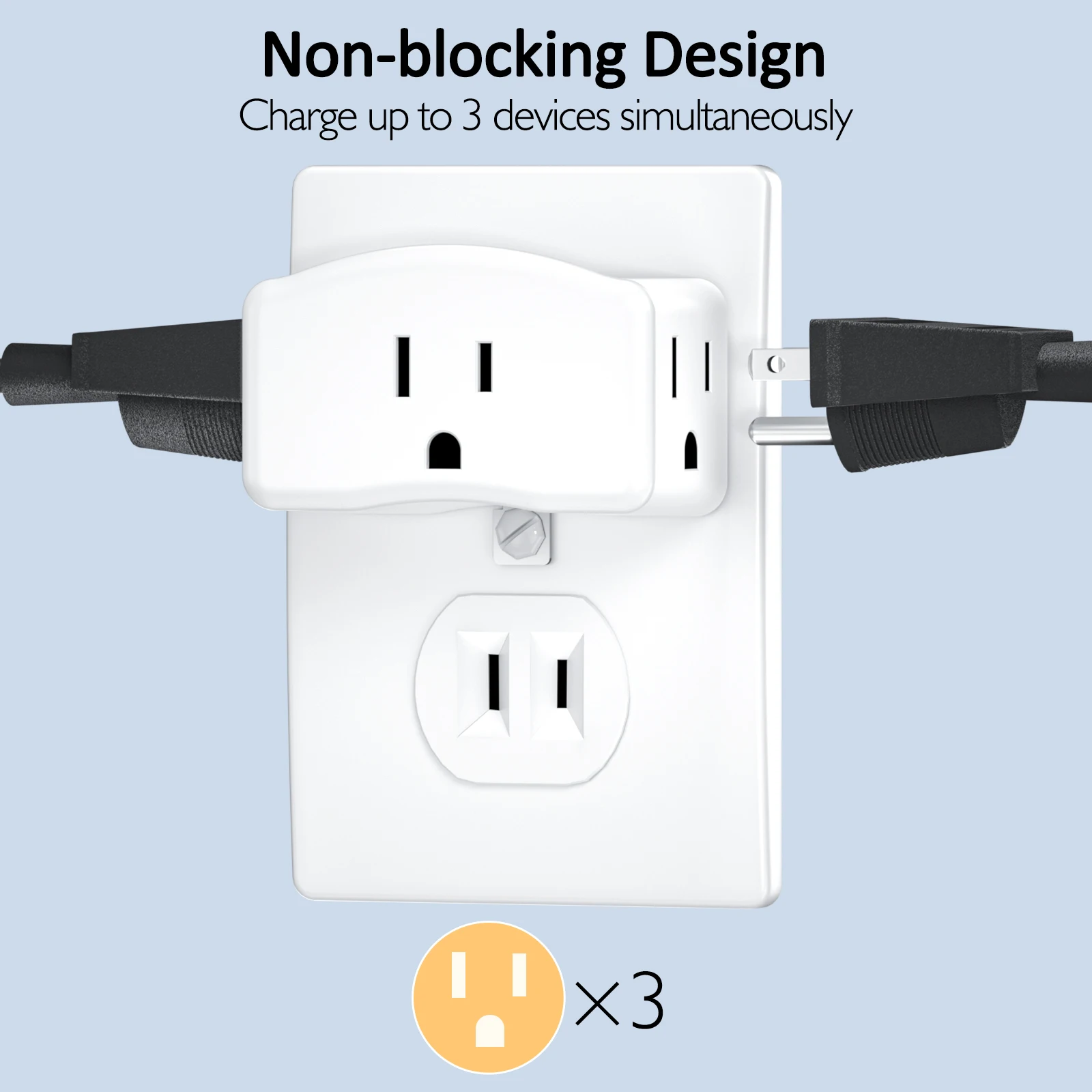 LENCENT 4 PCS Travel Adapter with 3 Outlets Multi Plug Extender 3 Prong to 2 Prong Polarized Grounding Adapter for Home Office