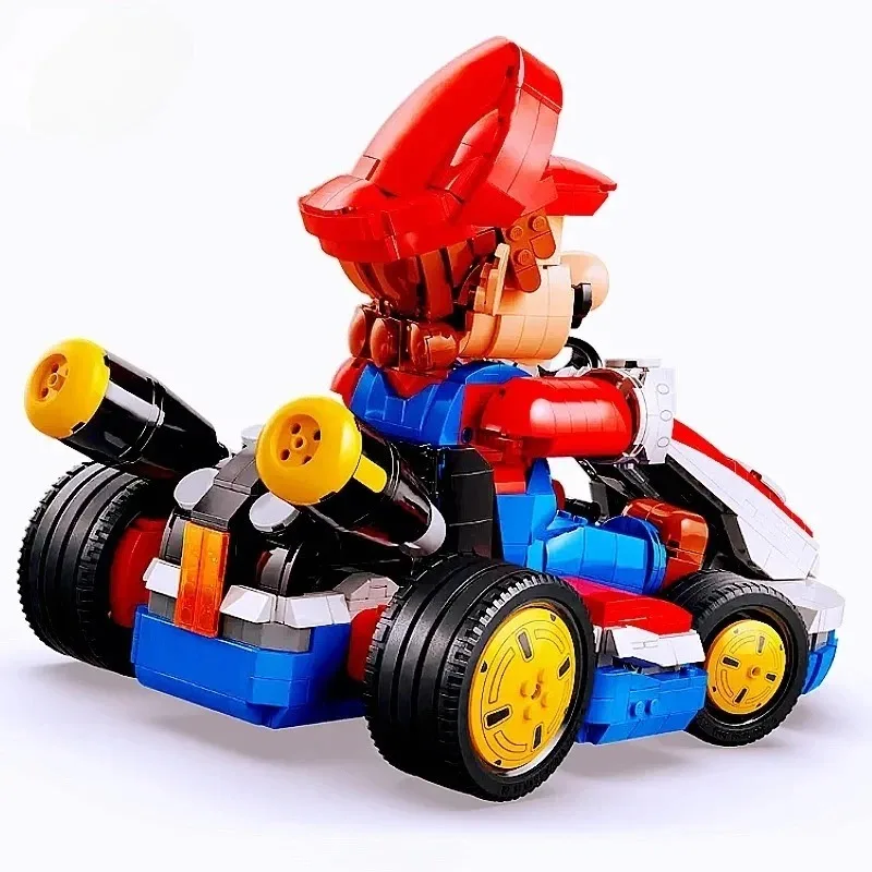 Criativo dos desenhos animados super bros jogo montagem brinquedos 72037 kart 1972 peças brinquedos de corrida, presentes de natal, presentes de aniversário