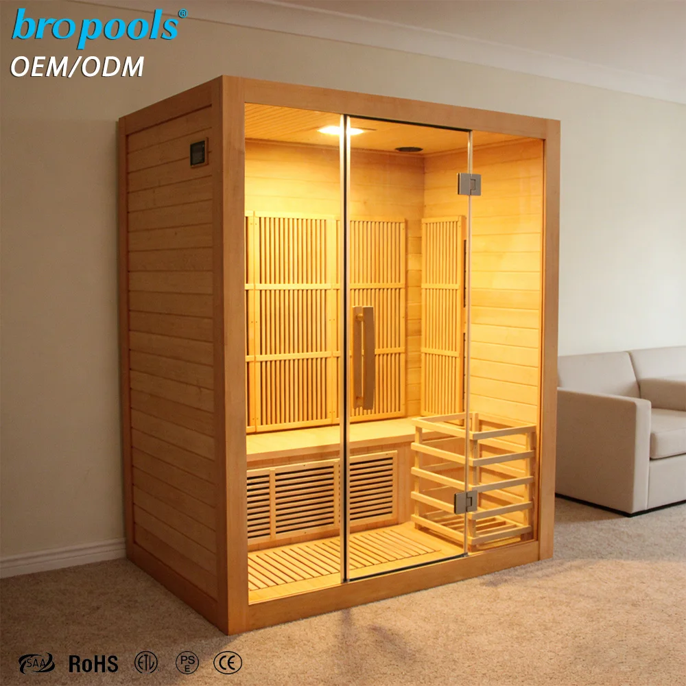 Modern Hemlock Wood Far Infrared Sauna Cabin Indoor Home Sauna Room For Villa Backyard Garden Gym Spa Wellness Center